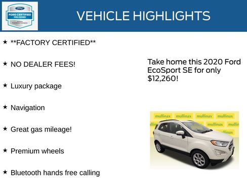 Certified 2020 Ford EcoSport SE w/ SE Convenience Package FWD image 12