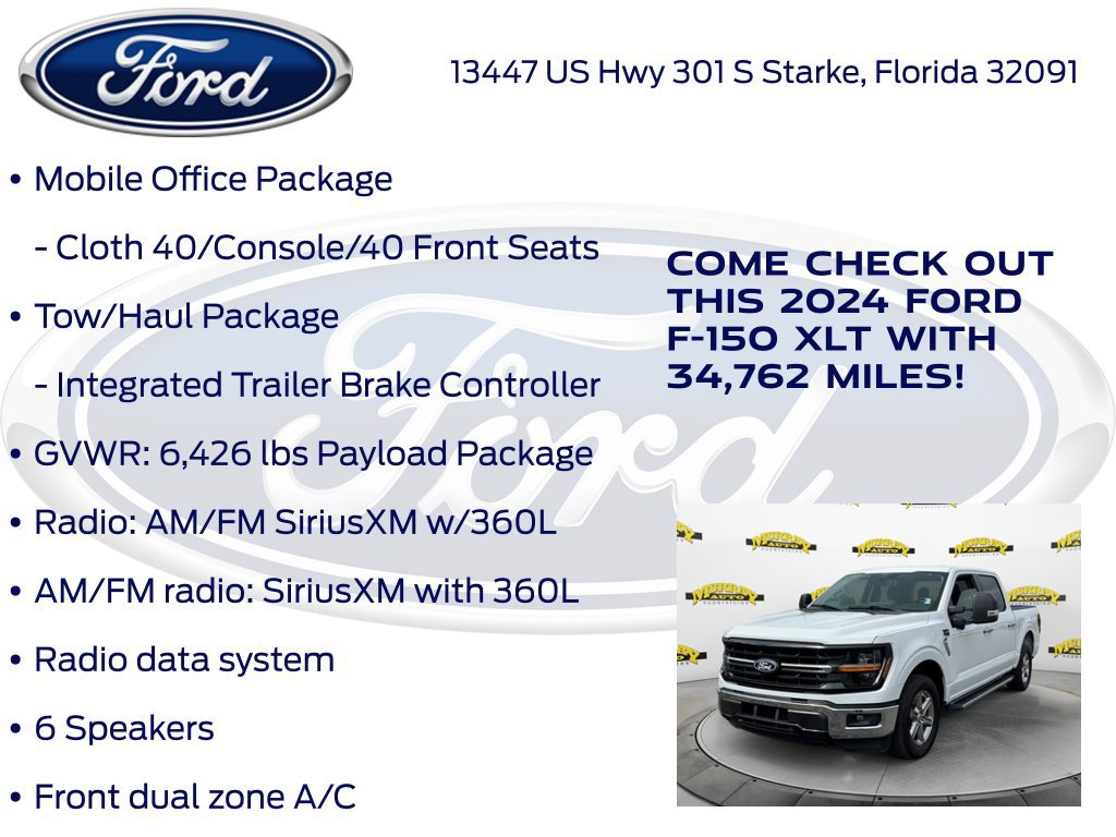 Certified 2024 Ford F150 XLT w/ Mobile Office Package RWD image 22