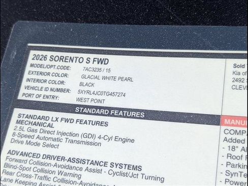 Used 2026 Kia Sorento S FWD image 14