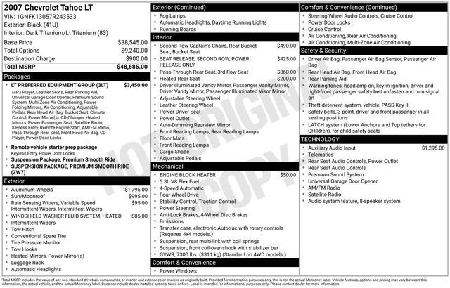 Used 2007 Chevrolet Tahoe LT w/ LT Preferred Equipment Group AWD/4WD image 9