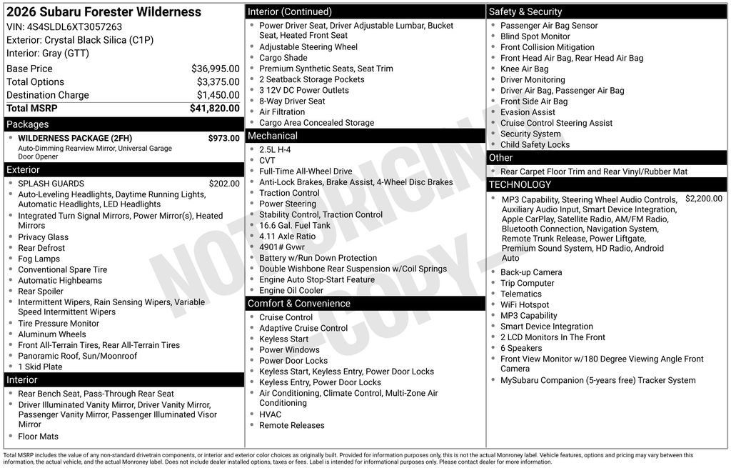 New 2026 Subaru Forester Wilderness w/ Wilderness Package AWD/4WD image 10