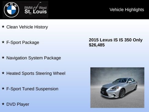 Used 2015 Lexus IS 350 AWD w/ F-Sport Package image 8