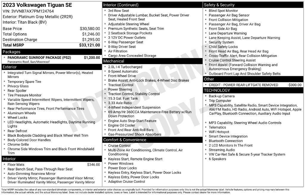 Certified 2023 Volkswagen Tiguan SE w/ Panoramic Sunroof Package FWD image 8