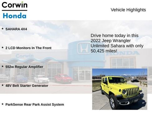 Used 2022 Jeep Wrangler Unlimited Sahara w/ LED Lighting Group AWD/4WD image 7
