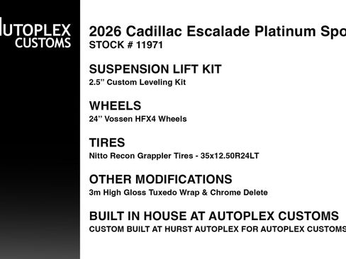 Used 2026 Cadillac Escalade Platinum Sport w/ LPO, Floor Liner Package AWD/4WD image 2