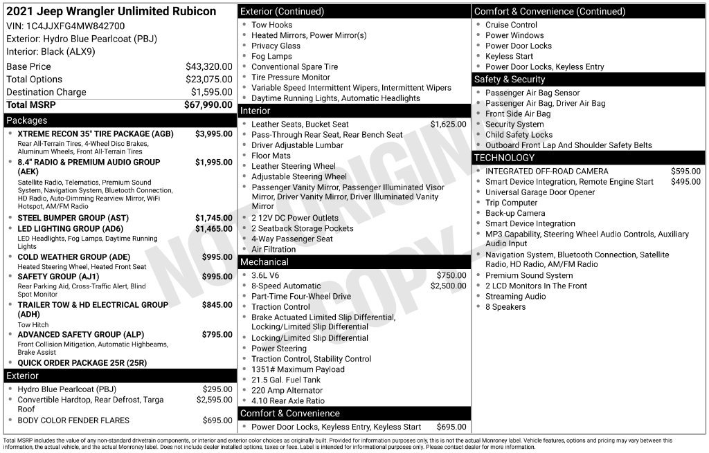 Used 2021 Jeep Wrangler Unlimited Rubicon w/ Xtreme Recon 35" Tire Package AWD/4WD image 10
