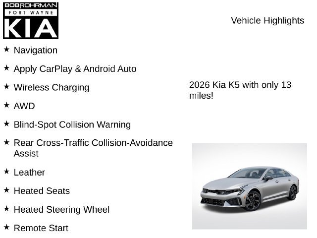 New 2026 Kia K5 GT-Line w/ GT-Line Red Interior Package AWD/4WD image 8