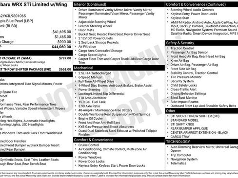 Used 2020 Subaru WRX STI Limited w/ Popular Package #1 image 1