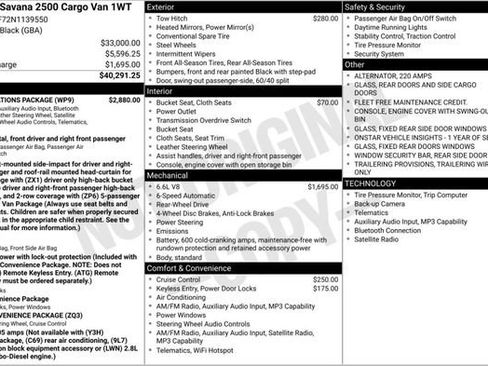 Used 2022 GMC Savana 2500 w/ Communications Package RWD image 2