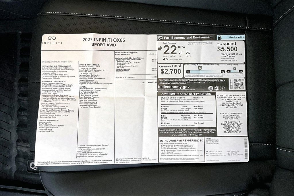 New 2027 INFINITI QX65 Sport w/ Cargo Package AWD/4WD image 35