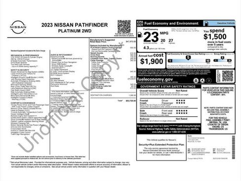 Used 2023 Nissan Pathfinder Platinum w/ Lighting Package (N93) FWD image 1