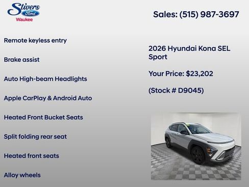 Used 2026 Hyundai Kona SEL Sport FWD image 16
