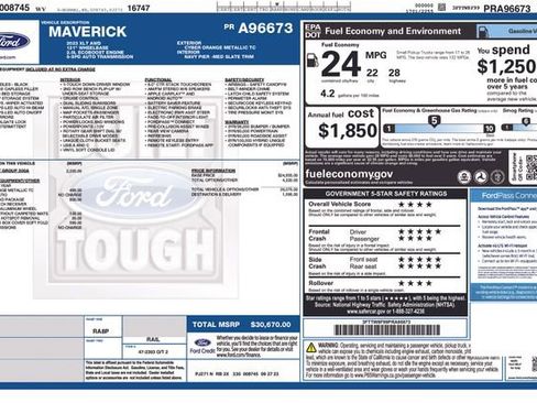 Used 2023 Ford Maverick XLT w/ Equipment Group 300A Standard image 31