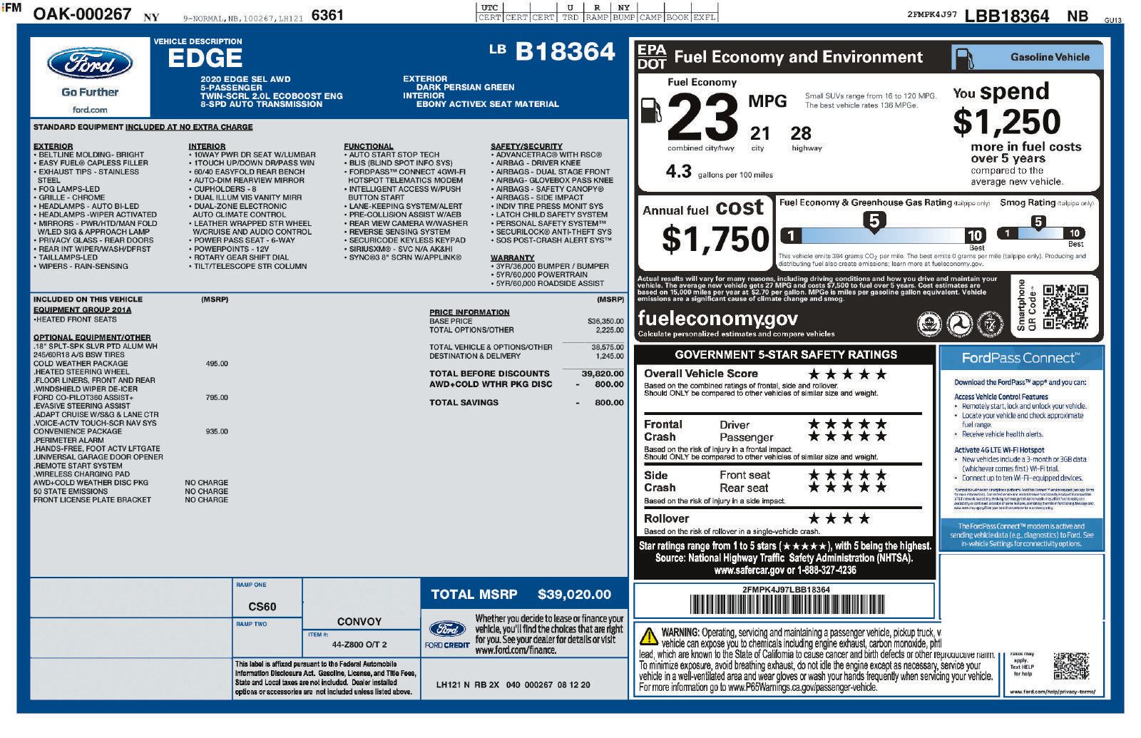 Used 2020 Ford Edge SEL w/ Convenience Package AWD/4WD image 2