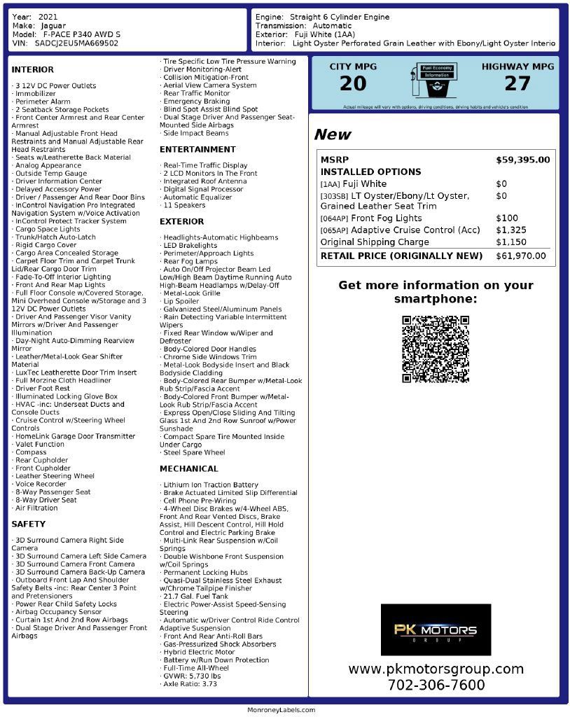 Used 2021 Jaguar F-PACE S AWD/4WD image 89