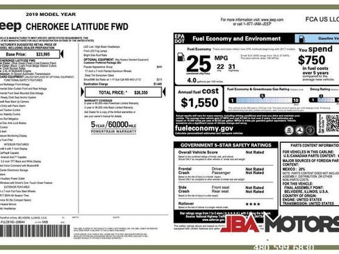 Used 2019 Jeep Cherokee Latitude w/ Popular Appearance Group FWD image 19