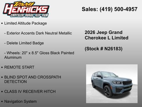New 2026 Jeep Grand Cherokee L Limited w/ Limited Altitude Package AWD/4WD image 23