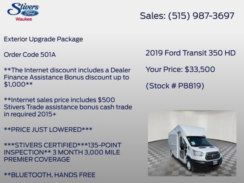 Used 2019 Ford Transit 350 178 DRW w/ Exterior Upgrade Package image 7