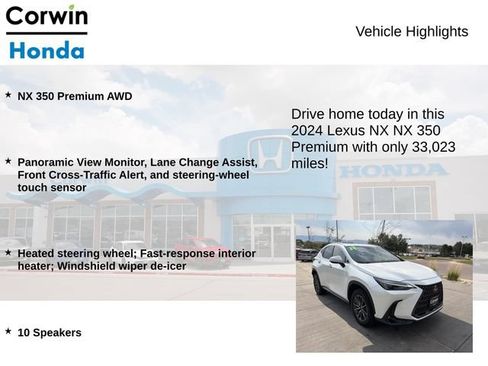Used 2024 Lexus NX 350 AWD w/ Vision Package image 7
