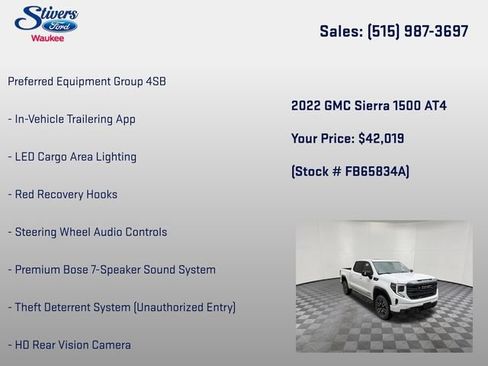 Used 2022 GMC Sierra 1500 AT4 w/ AT4 Preferred Package AWD/4WD image 32