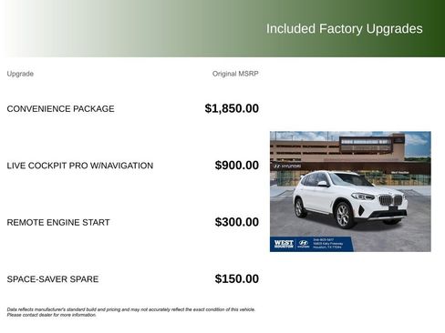 Used 2022 BMW X3 sDrive30i w/ Convenience Package image 9