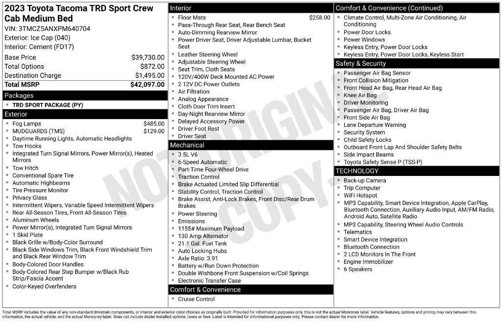 Certified 2023 Toyota Tacoma TRD Sport AWD/4WD image 23