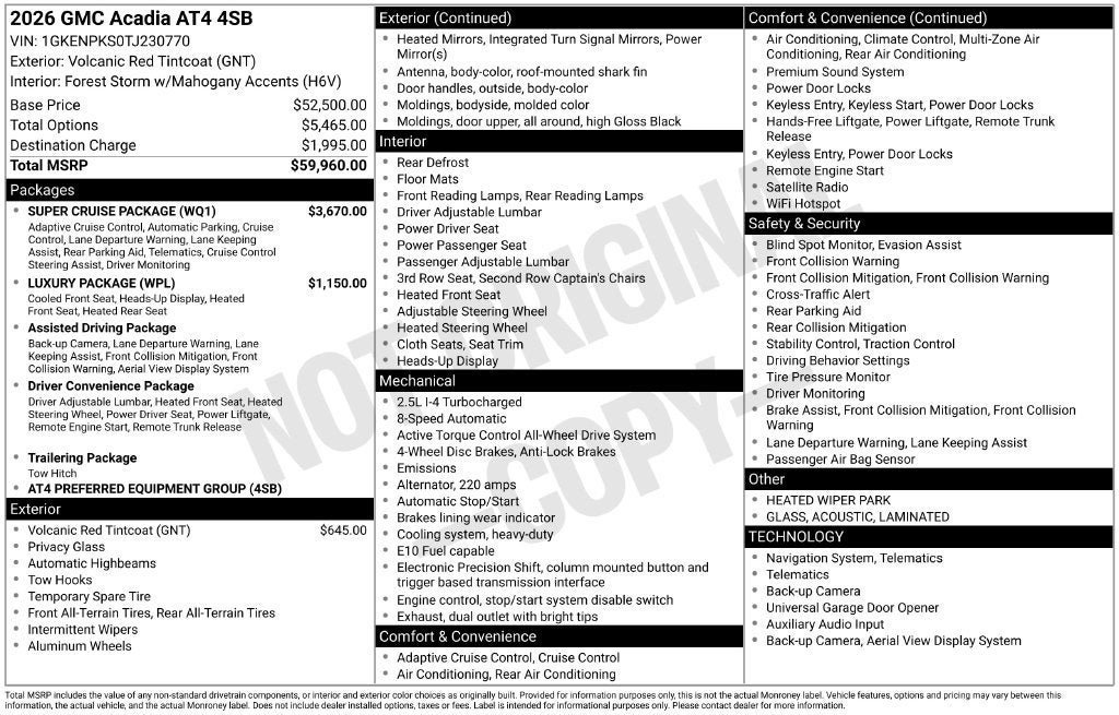 New 2026 GMC Acadia AT4 w/ Super Cruise Package AWD/4WD image 26