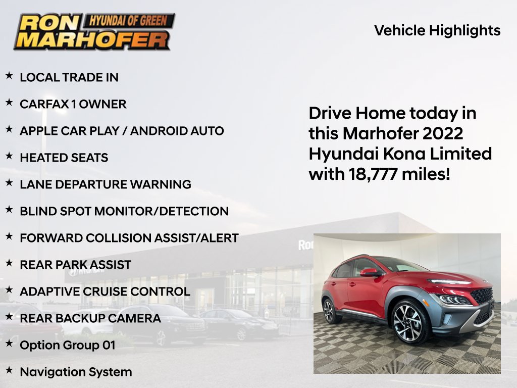 Certified 2022 Hyundai Kona Limited w/ Cargo Package AWD/4WD image 16