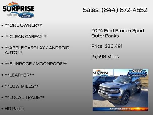 Used 2024 Ford Bronco Sport Outer Banks w/ Tech Package AWD/4WD image 13