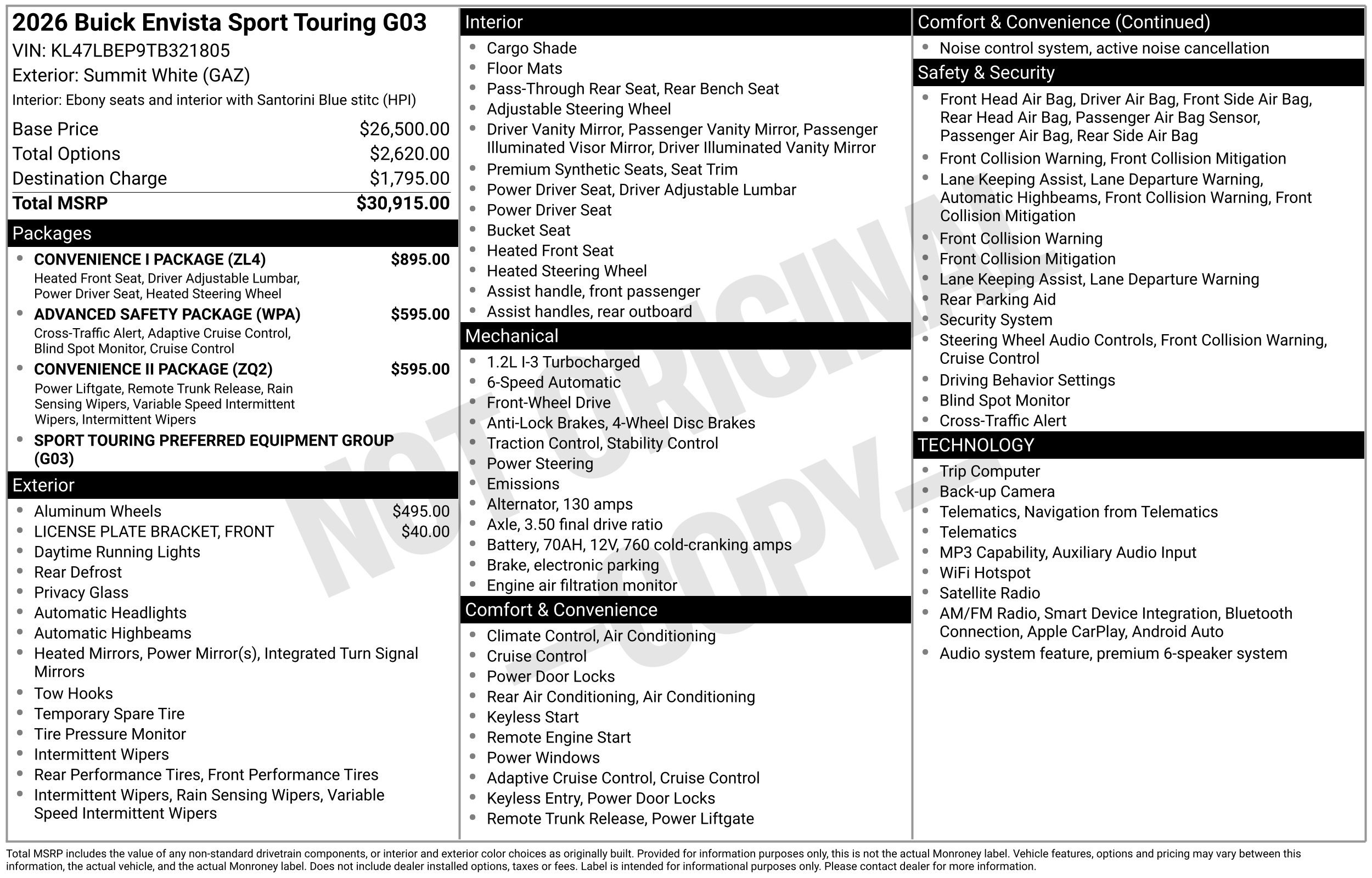 New 2026 Buick Envista Sport Touring w/ Convenience I Package FWD image 3