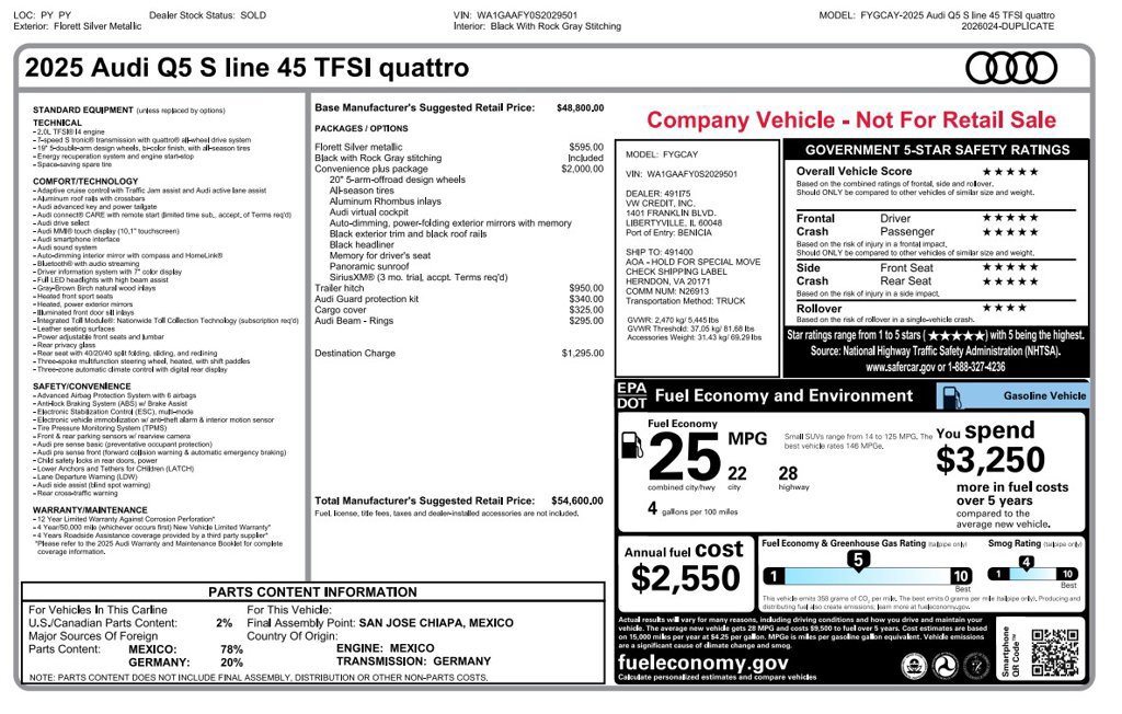 Used 2025 Audi Q5 2.0T Premium w/ Convenience Plus Package AWD/4WD image 2