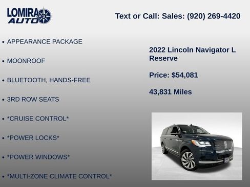 Used 2022 Lincoln Navigator L Reserve w/ Equipment Group 201A AWD/4WD image 21