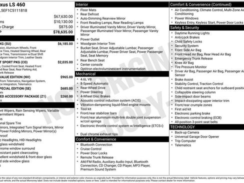 Used 2012 Lexus LS 460 w/ Sport Pkg image 7