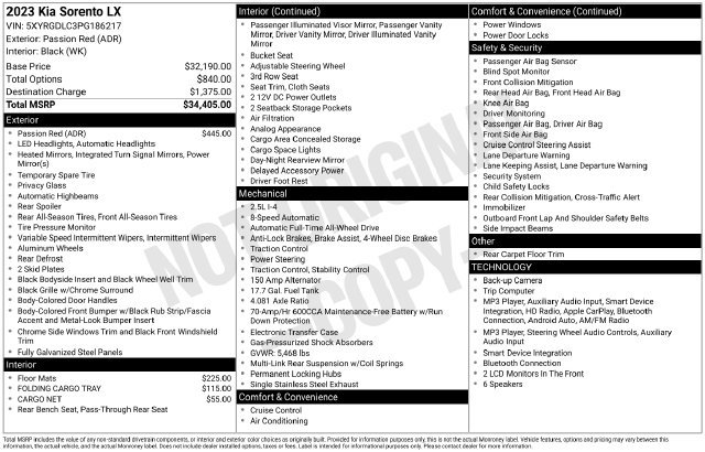 Certified 2023 Kia Sorento LX AWD/4WD image 34