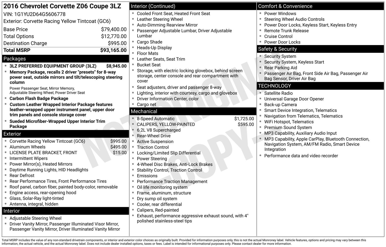Used 2016 Chevrolet Corvette Z06 w/ 3LZ Preferred Equipment Group RWD image 4