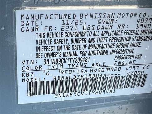 New 2026 Nissan Sentra SV w/ Floor Mat Package image 16