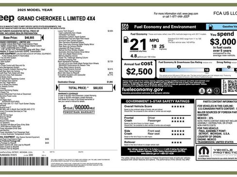 Certified 2025 Jeep Grand Cherokee L Limited w/ Luxury Tech Group II AWD/4WD image 3