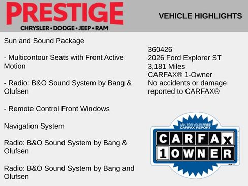 Used 2026 Ford Explorer ST w/ Sun And Sound Package AWD/4WD image 4