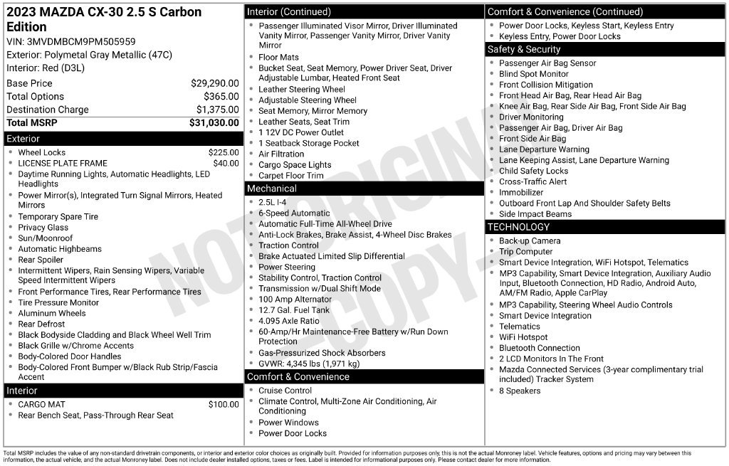 Certified 2023 MAZDA CX-30 AWD 2.5 S w/ Preferred Package image 3
