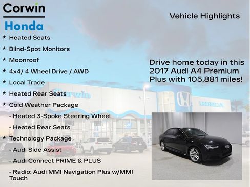 Used 2017 Audi A4 2.0T Premium Plus w/ Premium Plus Package AWD/4WD image 7