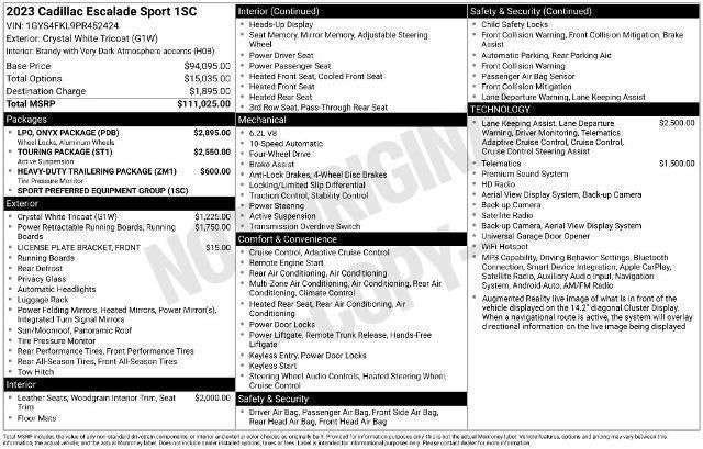 Certified 2023 Cadillac Escalade Sport w/ LPO, ONYX Package AWD/4WD image 26