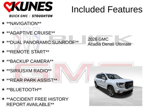 New 2026 GMC Acadia Denali Ultimate w/ LPO, Floor Liner Package AWD/4WD image 2