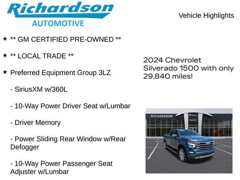 Used 2024 Chevrolet Silverado 1500 High Country w/ Technology Package AWD/4WD image 11