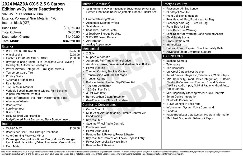 Used 2024 MAZDA CX-5 Carbon Edition AWD/4WD image 3
