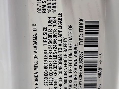 Used 2019 Honda Ridgeline RTL-T image 33