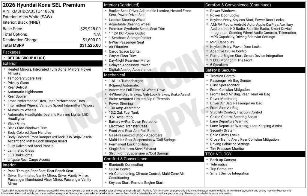 New 2026 Hyundai Kona SEL Premium AWD/4WD image 97