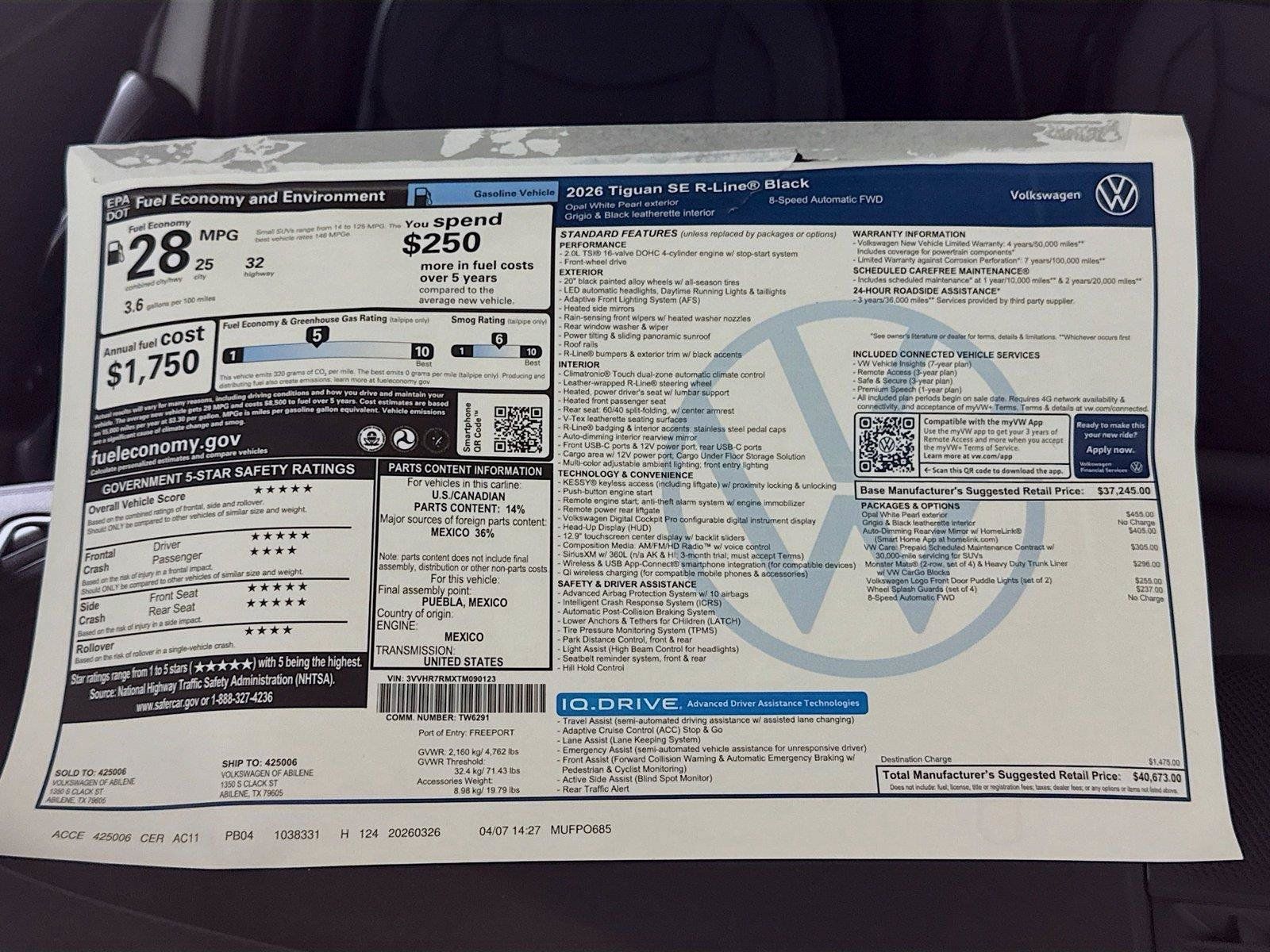 New 2026 Volkswagen Tiguan SE R-Line FWD image 19