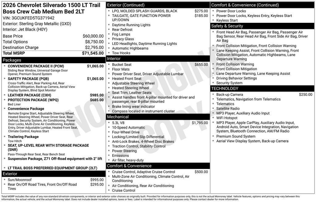 New 2026 Chevrolet Silverado 1500 LT Trail Boss w/ Safety Package AWD/4WD image 5