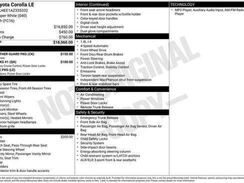 Used 2010 Toyota Corolla LE w/ All Weather Guard Pkg FWD image 31