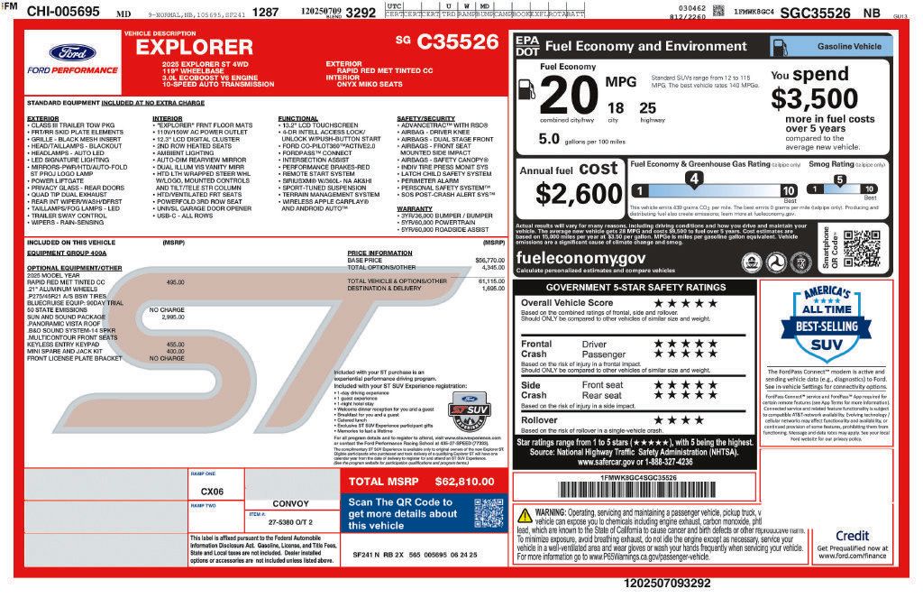 Used 2025 Ford Explorer ST w/ Sun And Sound Package AWD/4WD image 42